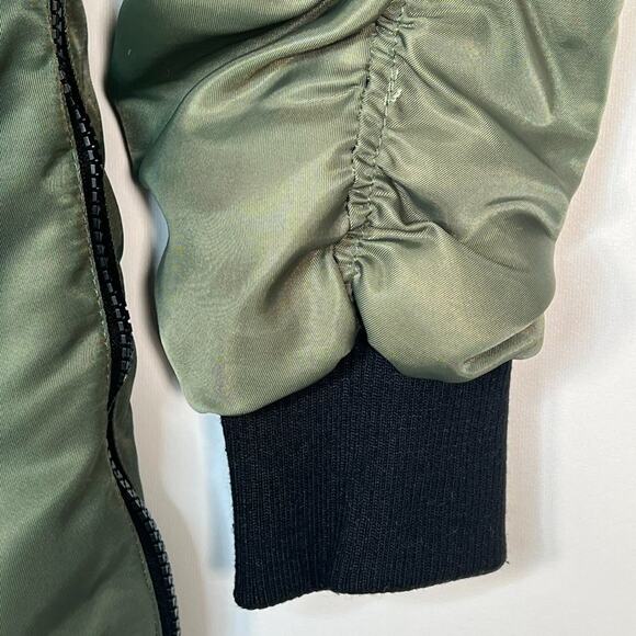 Madden Girl Insulated Bomber Jacket Coat Army Sage Green Orange - Picture 14 of 16